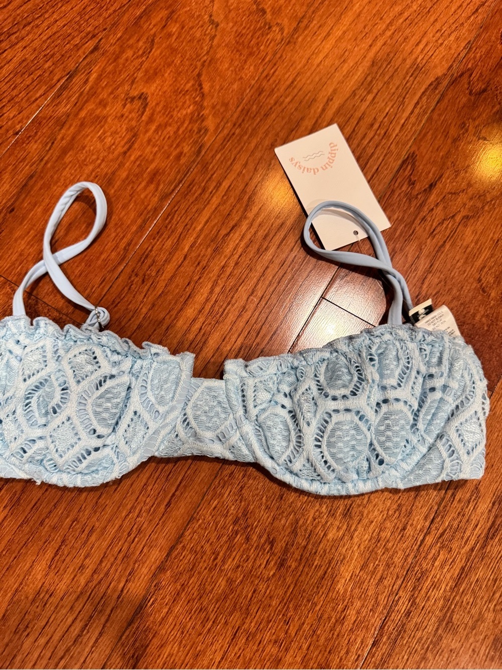 Dippin Daisys Light blue lace bikini top nwt size S